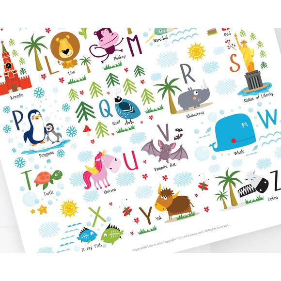 Animal Alphabet Poster, Travel Nursery Decor, Adventure Nursery Art 18" x 24" - Picture 3 of 4